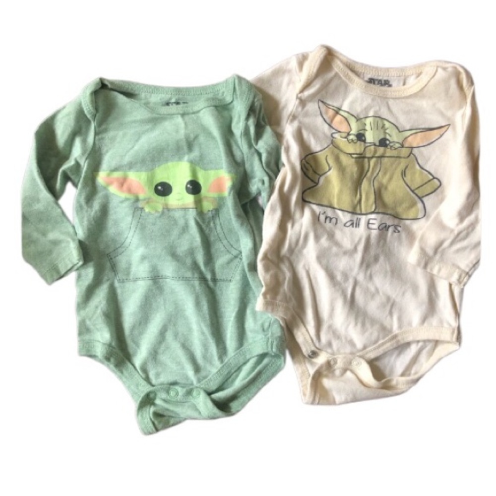 Star Wars The Mandalorian The Child Long Sleeve Onesie Bodysuit Sz 3 - 6 months